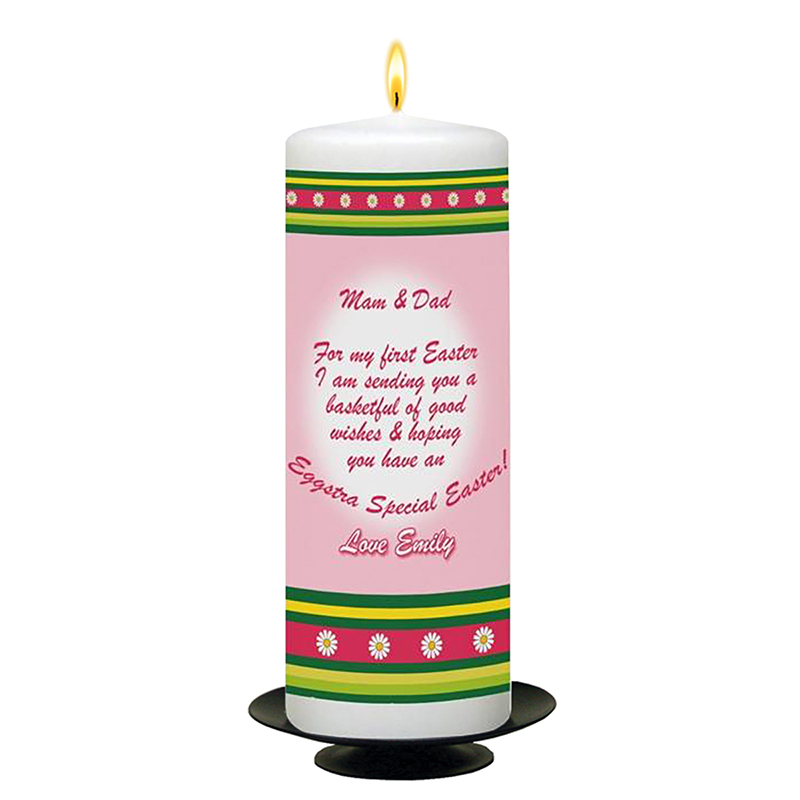 Personalatised Easter Gift Candle - Customised Daisys Pink