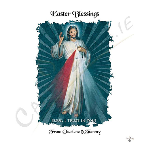 Personalatised Easter Gift Candle - Jesus I Trust in You