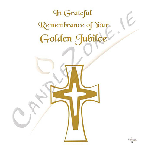 Customised Ordination Candle Gift - Golden Jubilee Cross