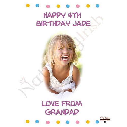 Customised Birthday Candle - Age 4 - Animal Party & Photo