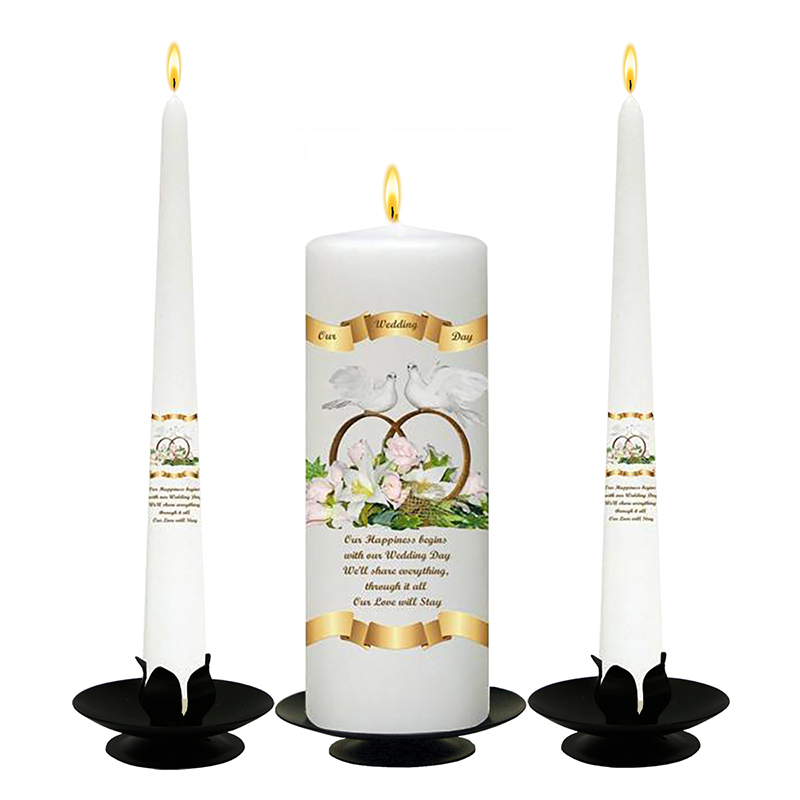 Customised Wedding Candles - Wedding Bouquet Gold