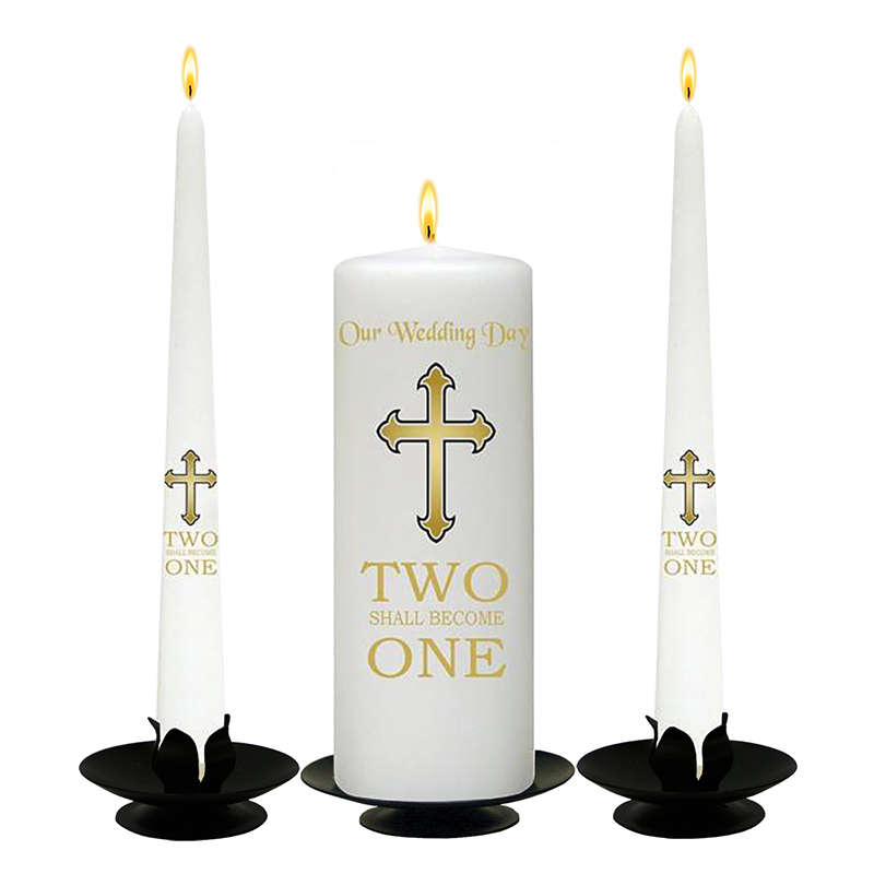 Customised Wedding Candles - Two Shall Become One Gold