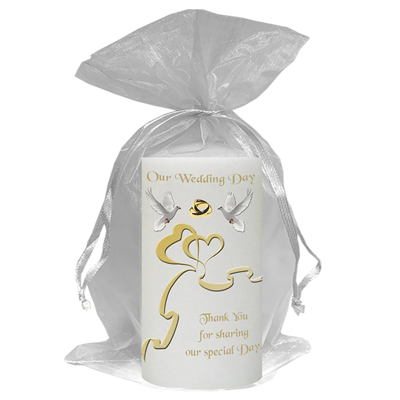 Customised Thank you Wedding Favour - Two Hearts & Dove