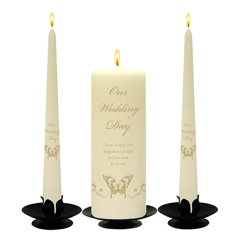Customised Wedding Candles - Butterfly Magestic Gold