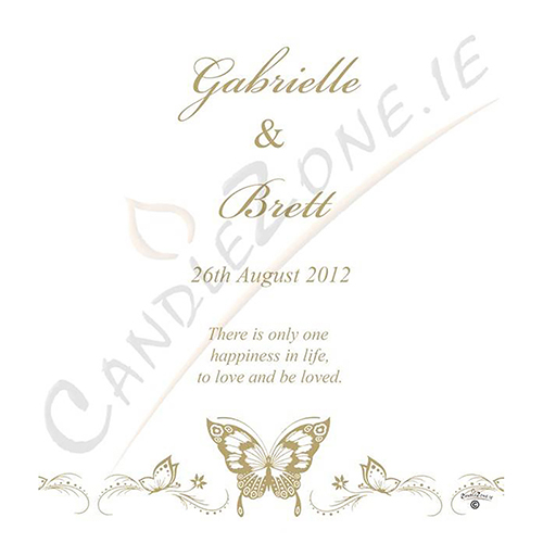 Customised Wedding Candles - Butterfly Magestic Gold