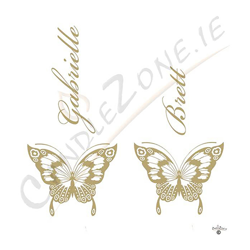 Customised Wedding Candles - Butterfly Magestic Gold