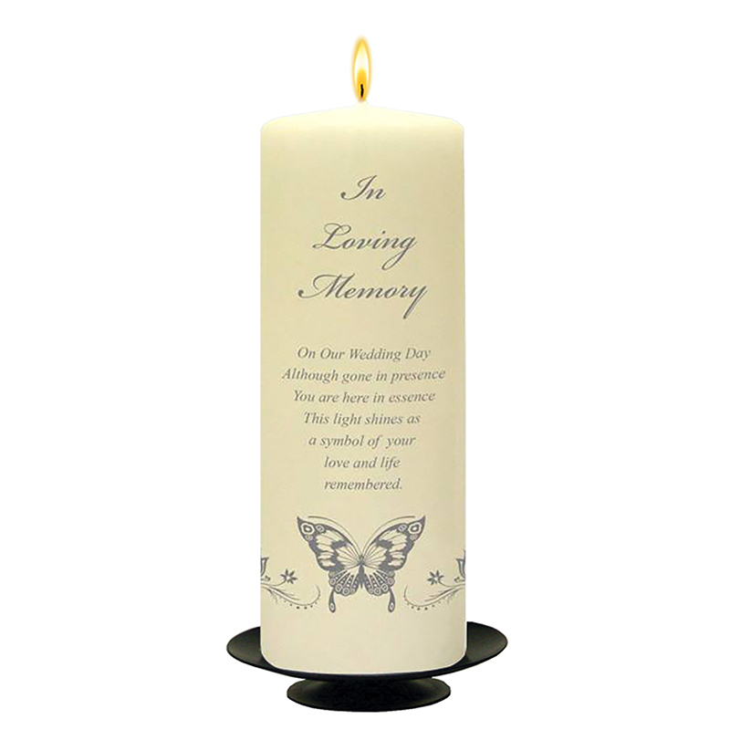 Customised Wedding Remembrance Candle - Magestic Silver Butterfly