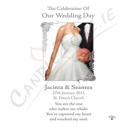 Customised Wedding Candles - Chic Bride & Groom Silver Script
