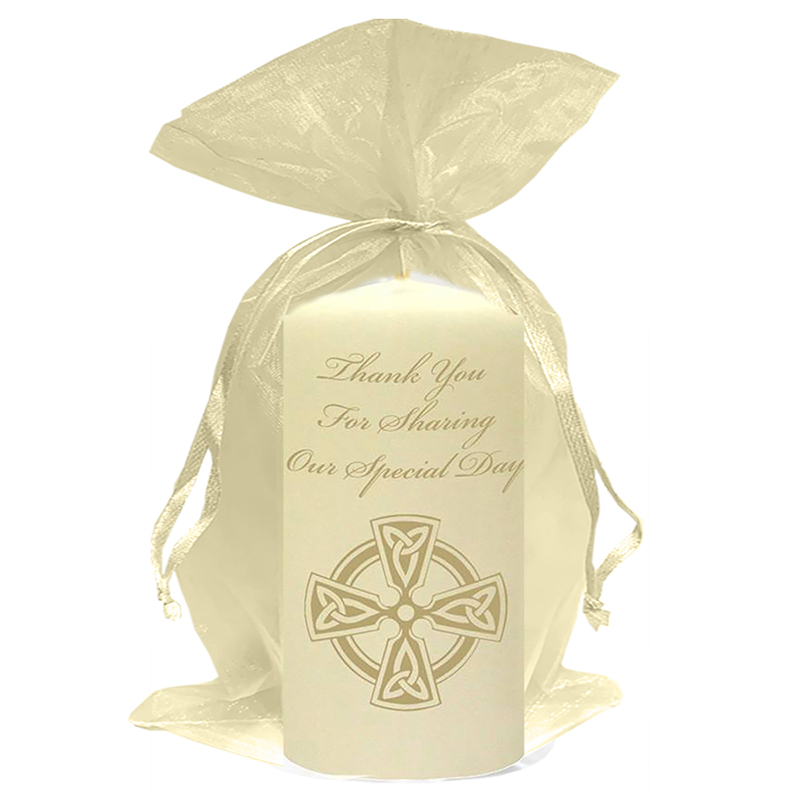 Customised Thank you Wedding Favour - Trinity Cross Gold Script