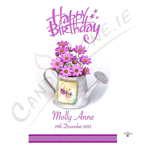 Customised Birthday Candle - Surprise Watercan & Flowers