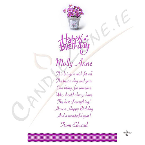 Customised Birthday Candle - Surprise Watercan & Flowers