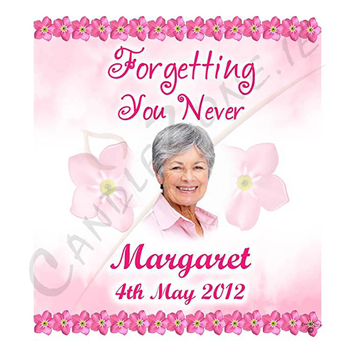 Customised Remembrance Favour Candle - Forget Me Not Pink with Photo
