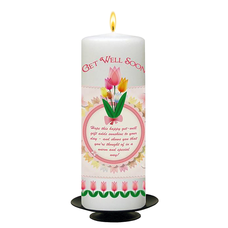 Customised Get Well Soon Candle Gift - Tulips