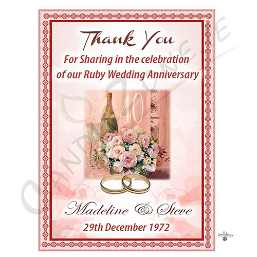 Customised Wedding Anniversary Favour Candle - Happy Anniversary - Flowers & Ring