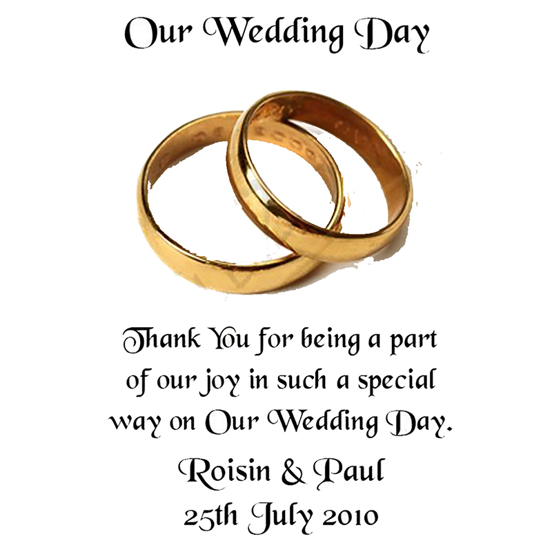 Customised Thank you Wedding Favour - Simple Gold Wedding Rings