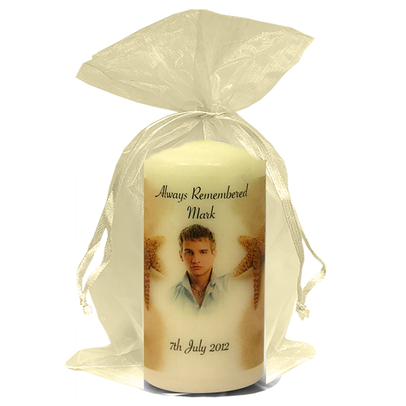 Customised Remembrance Favour Candle - Star Fish with Photo
