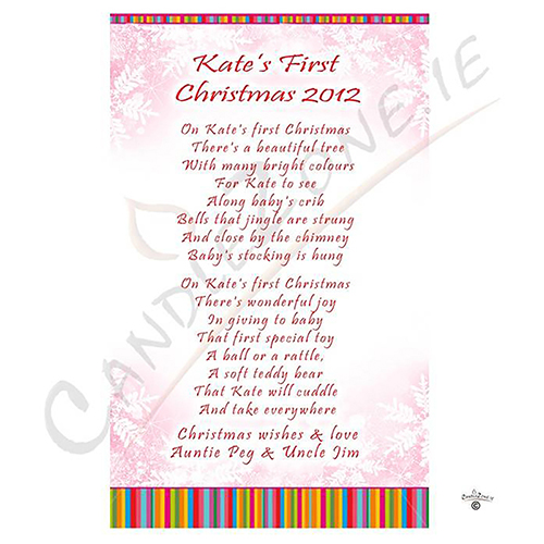Customised Babys 1st Christmas Candle - Red Snowflakes with Photo