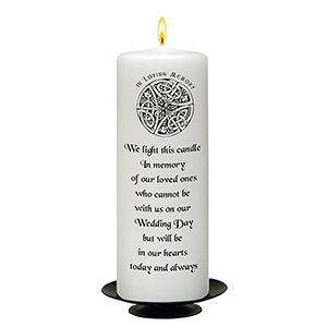 Customised Wedding Remembrance Candle - Celtic Cross & Rings Gold