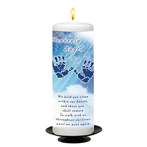 Customised Remembrance Candle - Angel Wings Blue