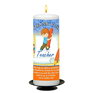 Customised Thank You Teacher Candle Gift - Greatest Teacher with Photo Green