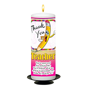 Customised Thank You Teacher Candle Gift - Greatest Teacher with Photo Green