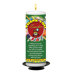 Customised Thank You Teacher Candle Gift - Greatest Teacher with Photo Green