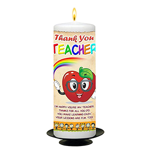 Customised Thank You Teacher Candle Gift - Greatest Teacher with Photo Green