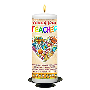 Customised Thank You Teacher Candle Gift - Greatest Teacher with Photo Green