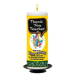 Customised Thank You Teacher Candle Gift - Greatest Teacher with Photo Green