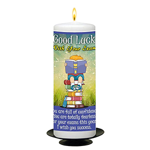 Customised Exam Good Luck Candle Gift - Bouquet & Cat