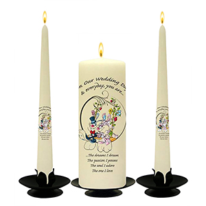 Customised Wedding Candles - Family Crests Crest Gold Script