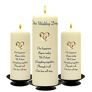 Customised Wedding Candles - Trinity Knot & Swirls Gold Set (1 x 9 inch & 2 x 6 inch Candles)