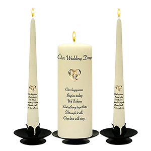 Customised Wedding Candles - Family Crests Crest Gold Script