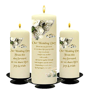 Customised Wedding Candles - Trinity Knot & Swirls Gold Set (1 x 9 inch & 2 x 6 inch Candles)