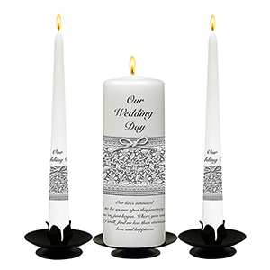 Customised Wedding Candles - Family Crests Black Script