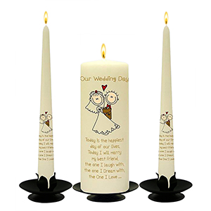 Customised Wedding Candles - Family Crests Crest Gold Script