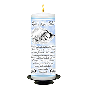 Customised Remembrance Candle - Angel Wings Blue