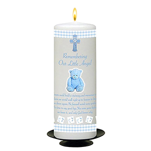 Customised Remembrance Candle - Angel Wings Blue