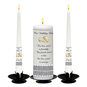 Customised Wedding Candles - Family Crests Black Script