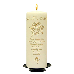 Customised Wedding Remembrance Candle - Celtic Cross & Rings Gold
