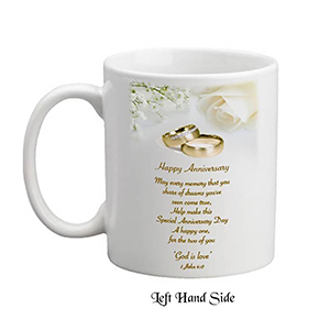 Customised Wedding Anniversary Mug Gift - Golden (50th) Ribbons with Photo