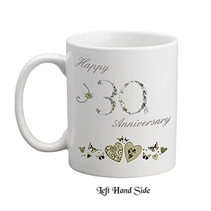 Customised Wedding Anniversary Mug Gift - Golden (50th) Ribbons with Photo