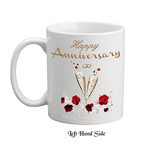 Customised Wedding Anniversary Mug Gift - Golden (50th) Ribbons with Photo