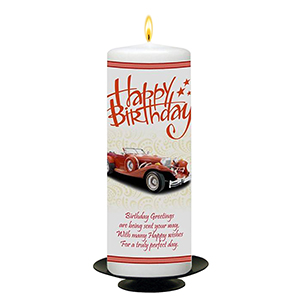 Customised Birthday Candle - Red Newpaper with photo