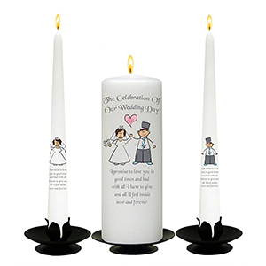 Customised Wedding Candles - Family Crests Black Script