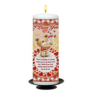 Customised Valentines Candle Gift - Teddy Heart with Photo