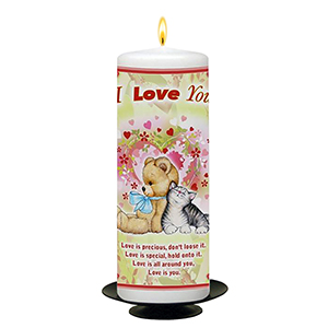 Customised Valentines Candle Gift - Teddy Heart with Photo