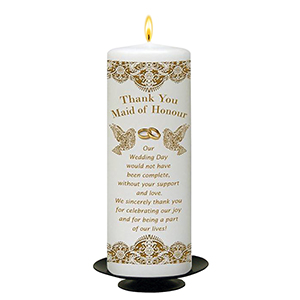 Customised Wedding Thank you Candle Gift - Doves - Bridesmaid