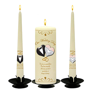 Customised Wedding Candles - Family Crests Crest Gold Script