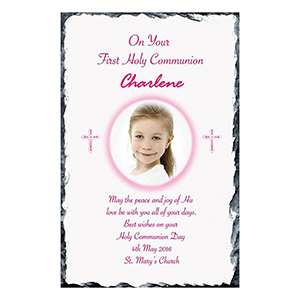 Customised 1st Holy Communion Candle - Gold Frame with Photo Boy